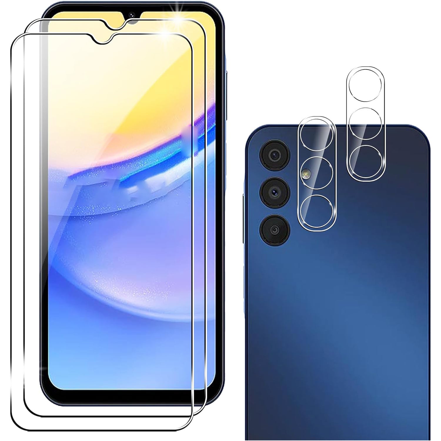 2Pcs For Samsung Galaxy A25 5G (Global) (161.0 x 76.5 x 8.3mm) Tempered Glass Film with Camera Lens Protectors 2Pcs For Samsung Galaxy A25 5G (Global) (161.0 x 76.5 x 8.3mm) Tempered Glass Film with Camera Lens Protectors